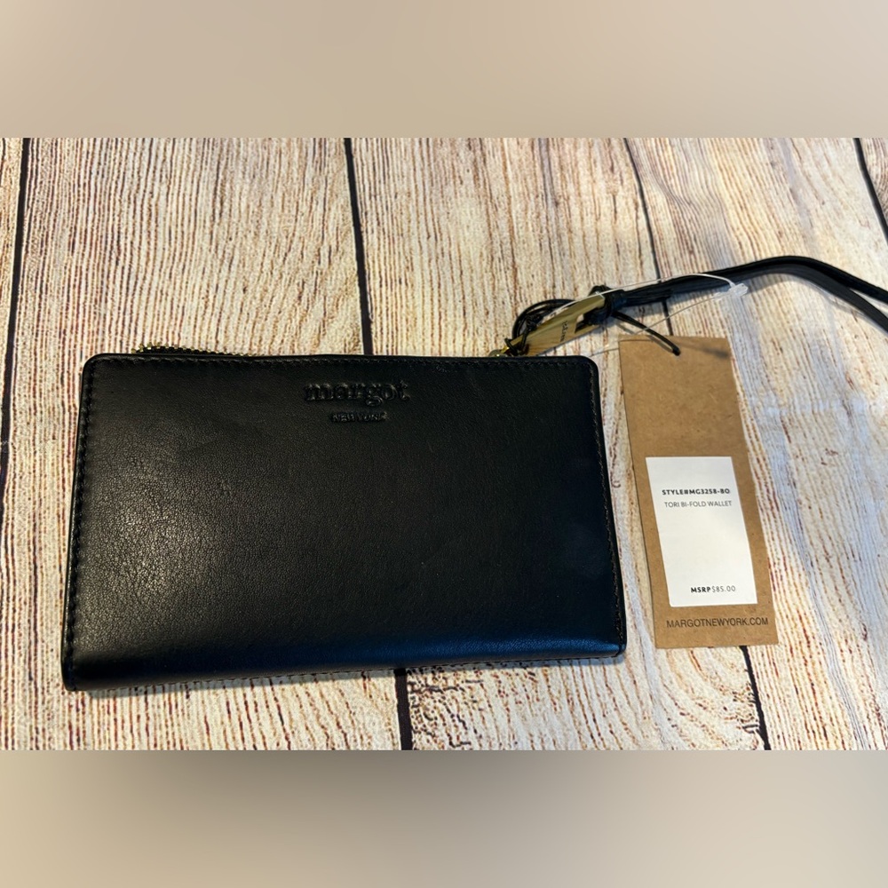 Margot Tori Bi-fold Black Leather Wallet